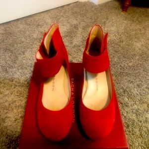 Perfect holiday shoe!  Red suede heeled Mary Jane